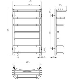 Сушка для рушників водяна Deffi Юність П7 400х700 бічне праве підключення білий C.YU.70.40.7.W.C