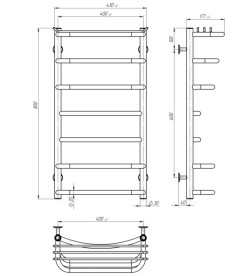 Полотенцесушитель водяной Deffi Юность П7 400х800 боковое левое подключение хром C.YU.80.40.7.C.B