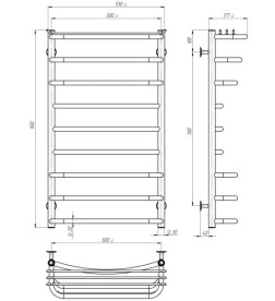 Полотенцесушитель водяной Deffi Юность П9 500х900 боковое правое подключение хром C.YU.90.50.9.C.C