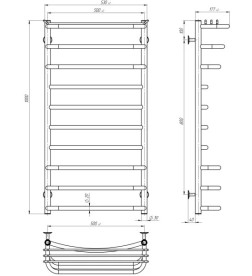 Полотенцесушитель водяной Deffi Юность П10 500х1000 боковое левое подключение белый C.YU.100.50.10.W.B