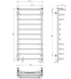 Полотенцесушитель водяной Deffi Юность П11 500х1100 боковое правое подключение хром C.YU.110.50.11.C.C