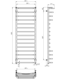 Сушка для рушників водяна Deffi Юність П15 500х1500 бічне ліве підключення хром C.YU.150.50.15.C.B
