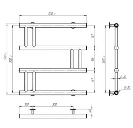 Полотенцесушитель водяной Deffi Змейка Люкс 500х500 боковое левое подключение хром C.ZL.50.50.C.B