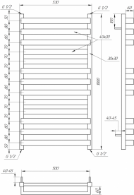 Полотенцесушитель водяной Genesis-Aqua Santa 100x53 см черный GA-51002