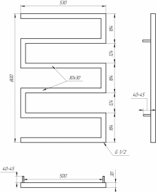 Рушникосушка водяна Genesis-Aqua Snake 80x53 см чорний GA-9001