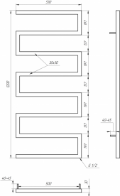 Полотенцесушитель водяной Genesis-Aqua Snake 120x53 см черный GA-9003