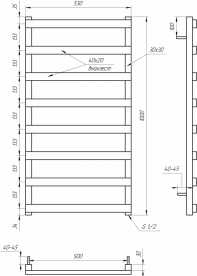 Полотенцесушитель водяной Genesis-Aqua Basis 100x53 см черный GA-10002