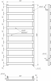 Рушникосушка водяна Genesis-Aqua Basis 120x53 см чорний GA-10003