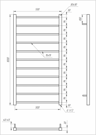 Полотенцесушитель водяной Genesis-Aqua Flat 100x53 см черный GA-1202
