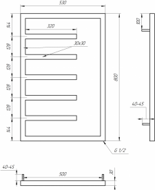 Полотенцесушитель водяной Genesis-Aqua Combo 80x53 см черный GA-1401