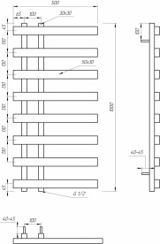 Полотенцесушитель водяной Genesis-Aqua Split 100x50 см черный GA-1602
