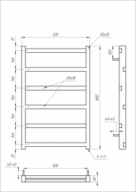 Полотенцесушитель водяной Genesis-Aqua Level 80x53 см черный GA-1701