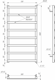 Полотенцесушитель водяной Genesis-Aqua Basis Light 100x53 см черный GA-1902