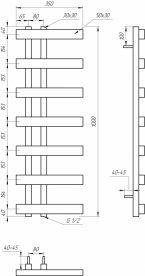 Рушникосушка  водяна Genesis-Aqua Magnum Light 100x35 см чорний GA-20002