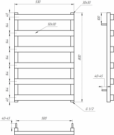 Полотенцесушитель водяной Genesis-Aqua Fancy 80x53 см черный GA-2901