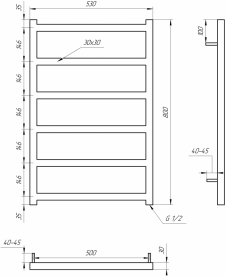 Рушникосушка  водяна Genesis-Aqua Bud 80x53 см чорний GA-30001