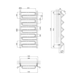 Сушка для рушників водяна Kroner ДІ11053-5В 53х110 см нержавіюча сталь хром CV023864