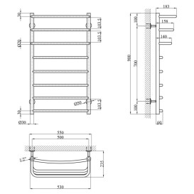Сушка для рушників водяна Kroner KRP Prima PR-WT90x50-8 55х90 см нержавіюча сталь CV036312