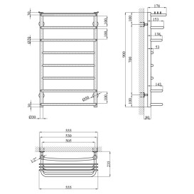 Сушка для рушників водяна Kroner KRP Stern ST-WT90x50-8 55,5х90 см нержавіюча сталь CV036309
