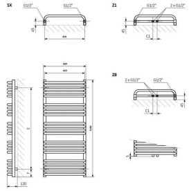 Полотенцесушитель водяной Terma Alex 114х50 см SX Ral 9016 белый WGALE114050K916SX