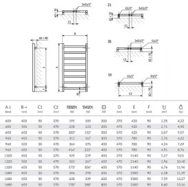 Полотенцесушитель водяной Terma BL037 132х40 см черный  WLB37132040