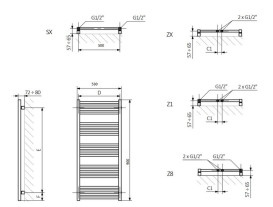 Сушка для рушників водяна Terma Fiona 90х53 см SX Ral 9005 mat чорний матовий WGFIN090053K9M5SX