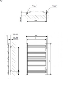 Полотенцесушитель водяной Terma Jade MK 75,3х40 см SX хром WGJMK075040KCROSX