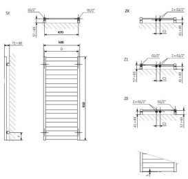 Полотенцесушитель водяной Terma Vivo 91х50 см SX Ral  9005 mat черный матовый WGVOV091050K9M5SX