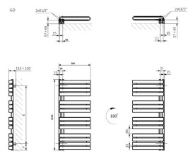 Полотенцесушитель водяной Terma Warp S 111х50 см GD Ral 7042 серый WGWAS111050K742GD