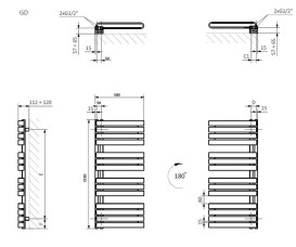 Полотенцесушитель водяной Terma Warp S 111х50 см GD Ral 3028 красный WGWAS111050K328GD