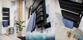 Полотенцесушитель водяной Terma Warp S 111х50 см GD Ral 9005 mat черный матовый WGWAS111050K9M5GD