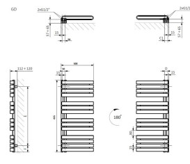 Полотенцесушитель водяной Terma Warp S 65,5х50 см GD Ral 9016 soft белый WGWAS065050KS96GD