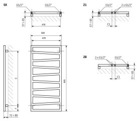 Сушка для рушників водяна Terma Zigzag 83,5х50 см SX Heban чорний WGZIG083050KIHESX
