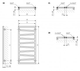 Полотенцесушитель водяной Terma ZigZag 835х500 мм сталь белый WGZIG083050/SX/9016