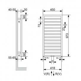 Полотенцесушитель водяной Zehnder Subway Inox для систем горячего водоснабжения 450х973 мм нержавеющая сталь SUBI-100-045