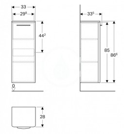 Полупенал для ванної Geberit Selnova Square 33x33,5 см підвісний ДСП білий 500.182.01.1