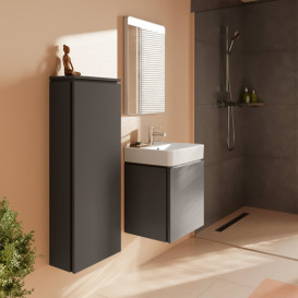 Полупенал для ванной Hansgrohe Xilesa E 40х20 см петли слева МДФ сланцево-серый матовый 54281760