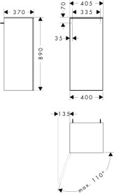 Полупенал для ванной подвесной Hansgrohe Xevolos E 40,5х37 см петли слева песочно-бежевый матовый/текстиль темно-серый 54213660