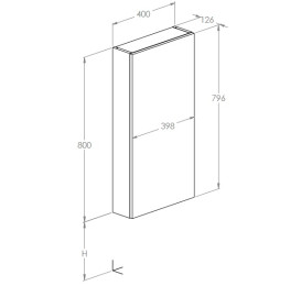 Полупенал для ванной Roca Extra slim подвесной 40х12,6х80 см ДСП светлый дуб A857957464