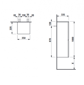 Полупенал підвісний Laufen Pro S 35х100 см петлі зліва МДФ сірий графіт H4831110954801