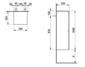 Полупенал подвесной Laufen Pro S 35х33,5х100 см петли справа МДФ белый глянцевый  H4831120954751