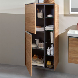 Полупенал Villeroy & Boch Subway 3.0 57,4х36,2х120 см петли слева ДСП дуб канзас/ручка алюминий глянцевый C59800RH