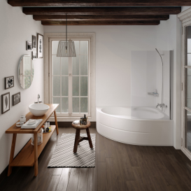 Ванна акрилова кутова PoolSpa колекція Mistral 170х105 R права з ніжками білий PWA4T10ZN000000