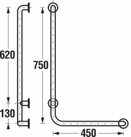 Поручень для ванной Jika Universum 75х45 см левый нержавеющая сталь H3897120030001