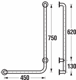 Поручень для ванної Jika Universum 75х45 см правий нержавіюча сталь H3897220030001