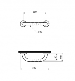 Поручень для ванної Kolo Lehnen Funktion 30 см прямої гладка поверхня L1000101