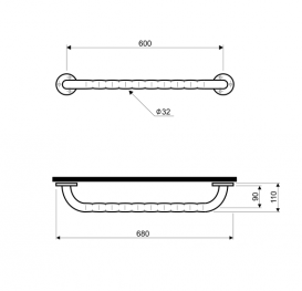 Поручень для ванной Kolo Lehnen Funktion 60 см прямой гладкая поверхность L1000601