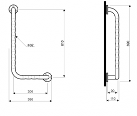Поручень для ванної Kolo Lehnen Funktion кутовий 90 ° лівий гладкий L1012121