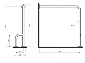 Поручень Kolo Lehnen Funktion левый 85х85 см гладкая поверхность L1052121