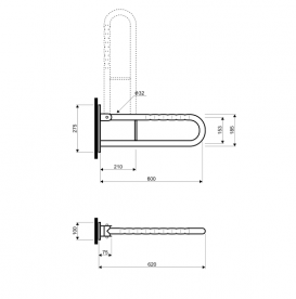 Поручень Kolo Lehnen Funktion відкидний 60 см хвиляста поверхня L1061202